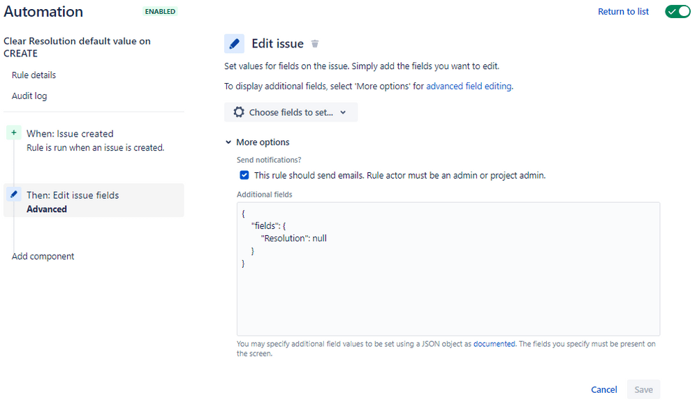 jira automation resolution