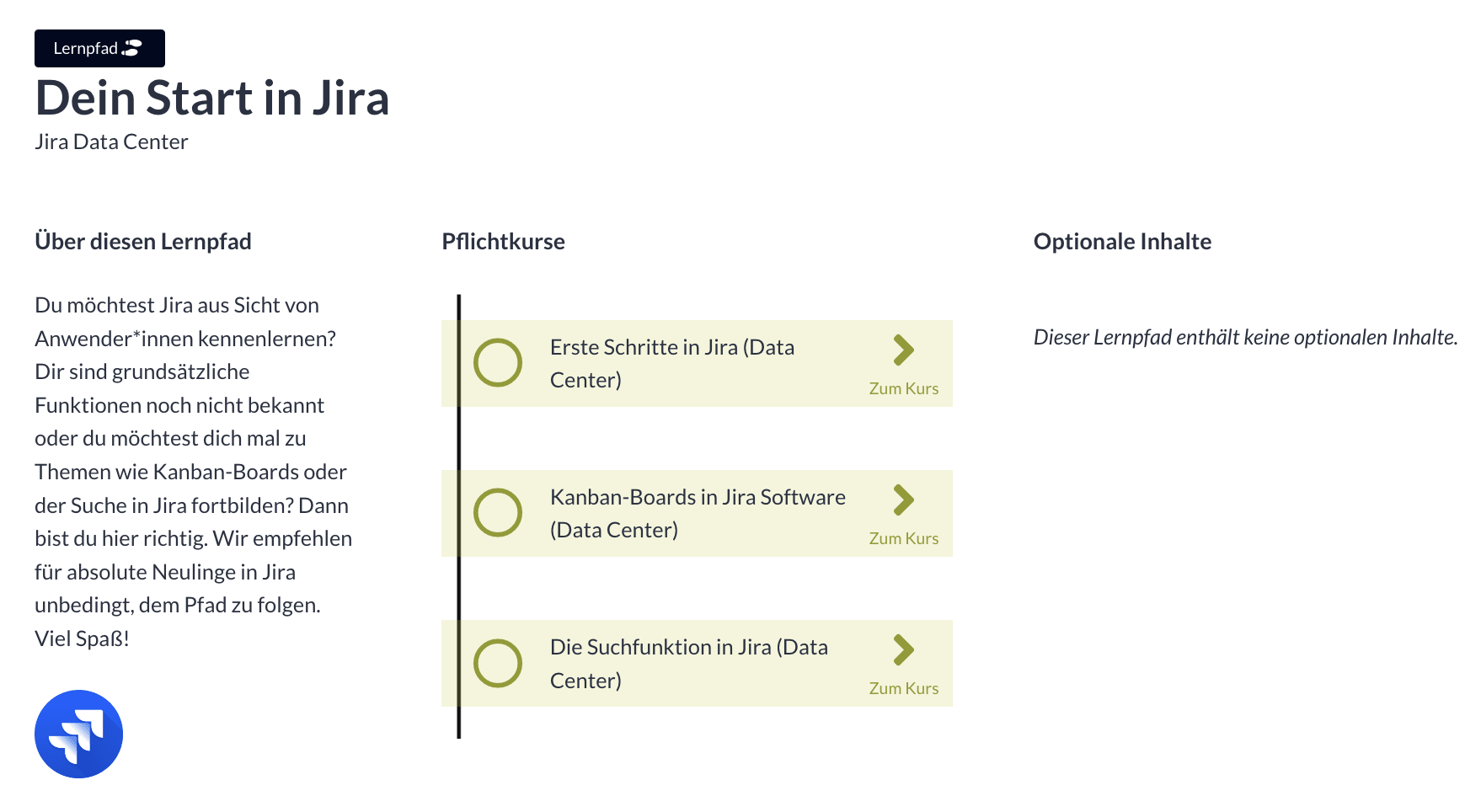 Lernpfad "Dein Start in Jira Data Center"