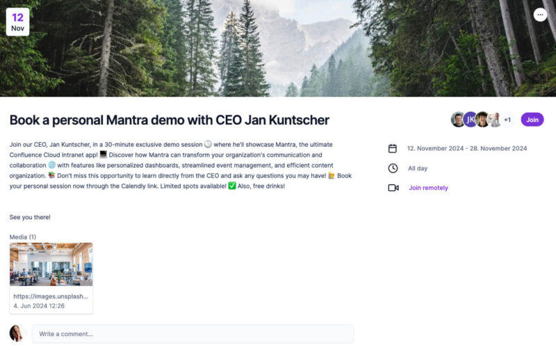 mantra workspaces events