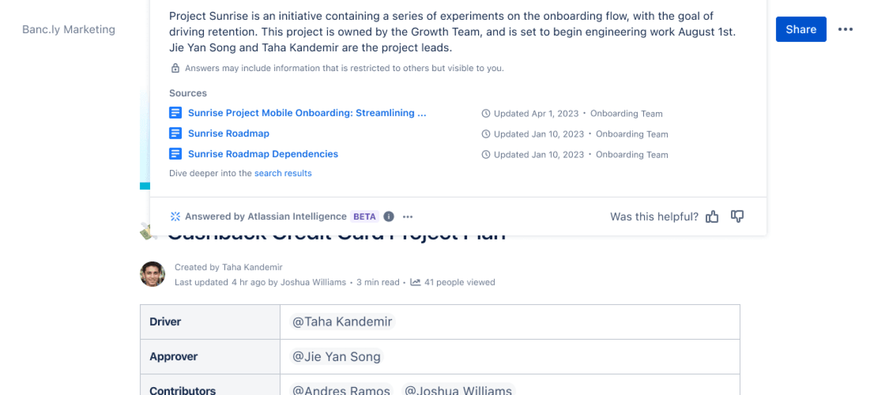 screenshot ai confluence search answers