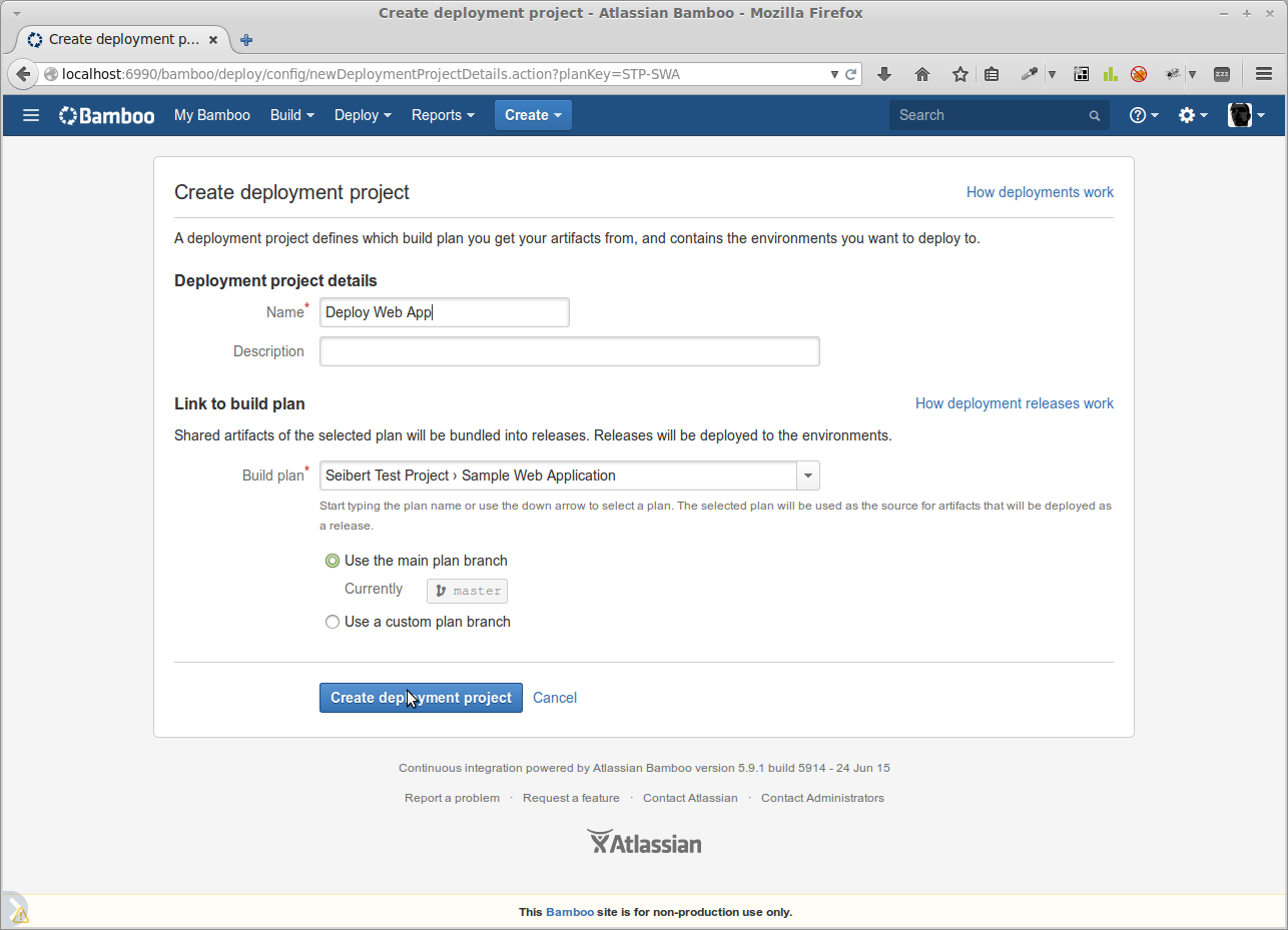 Create deployment project in Bamboo