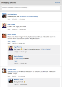 Example microblog in Confluence.