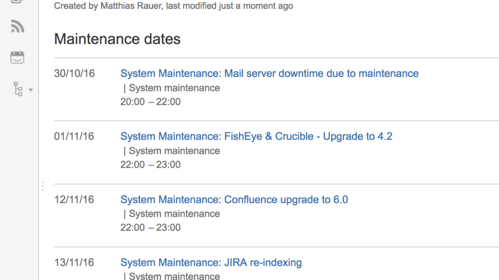Easy Events: IT Maintenance Dates