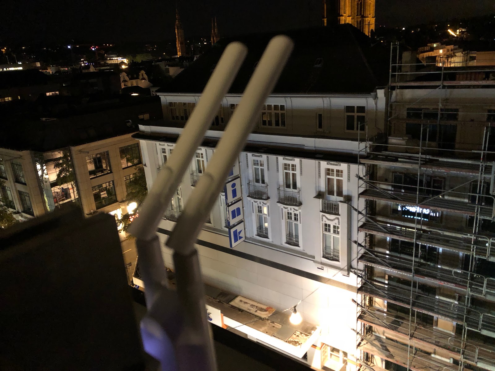 Community Wi-Fi hotspot at night in Wiesbaden