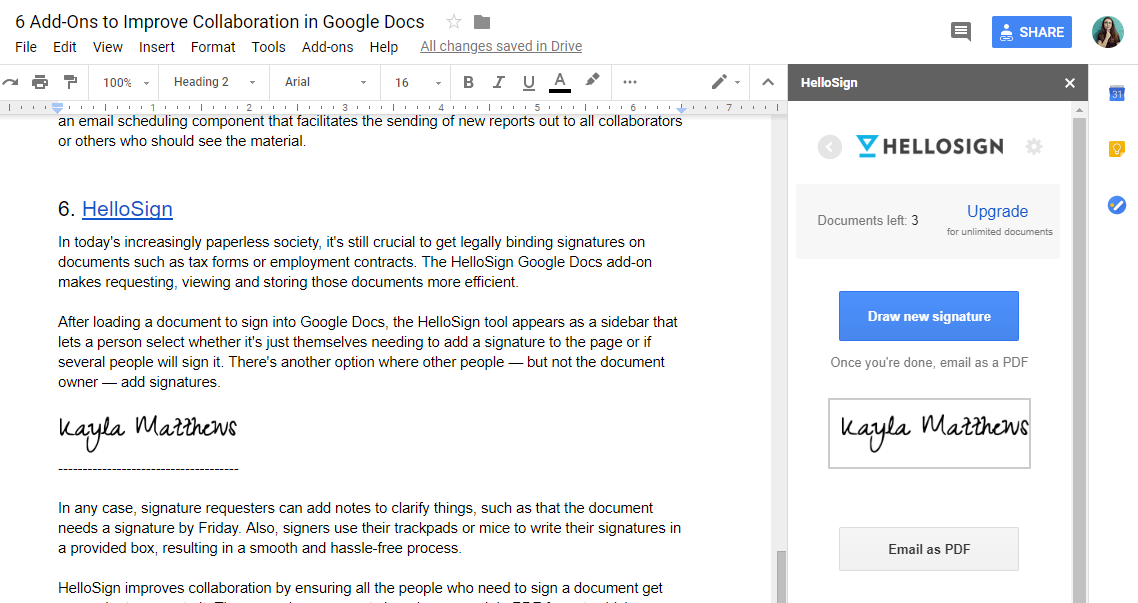 Hello Sign for Google Docs