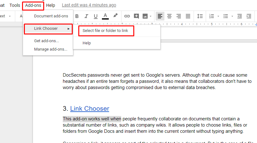Link Chooser for Google Docs