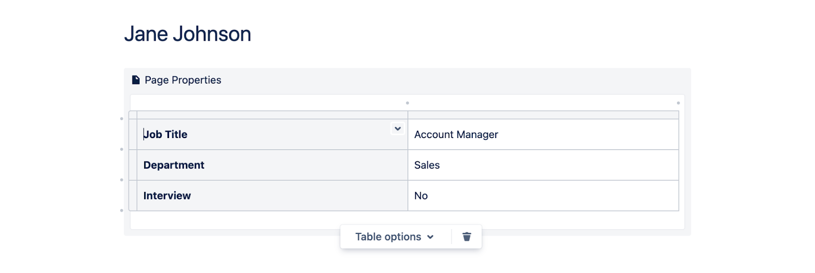 How To Organize New Job Applications in Confluence Cloud - page properties 2 columns
