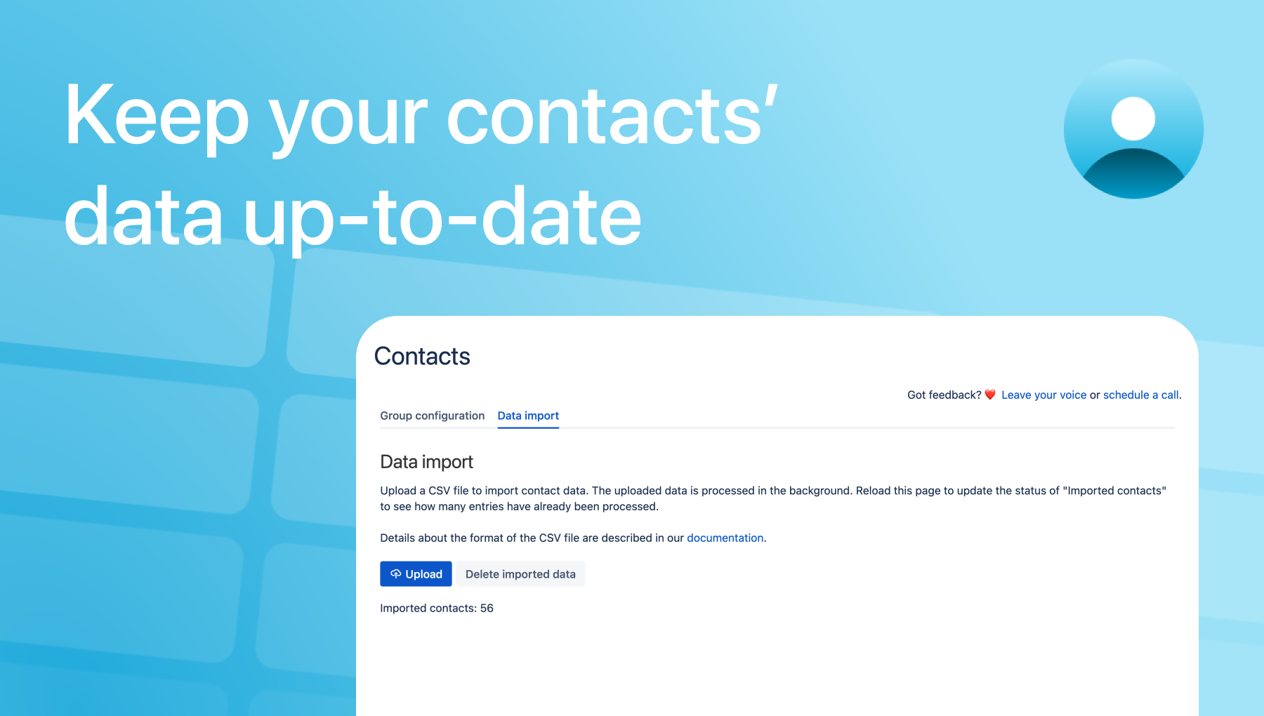 confluence cloud contacts app - data import