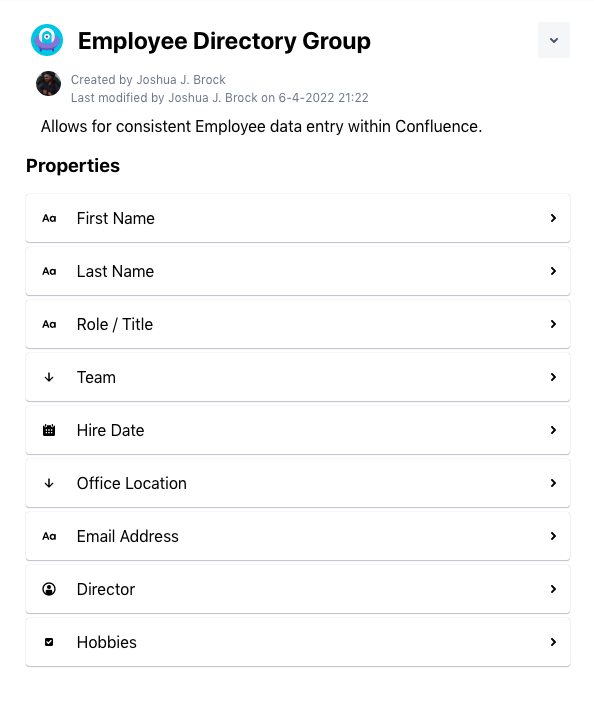 build an employee directory in confluence - employee directory group