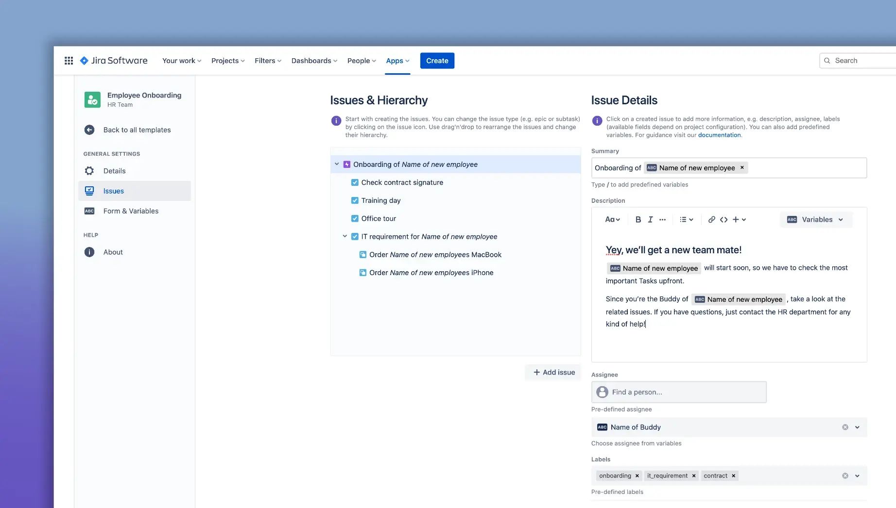 Templates for Sub-tasks for Jira Cloud Issues - creating a template