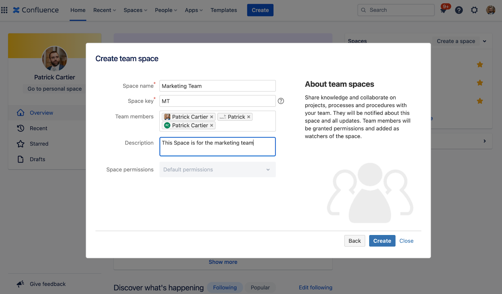 How To Create an Engaging Team Page in Confluence - setting up the team space