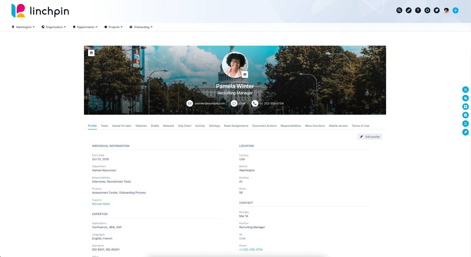 Linchpin Intranet Suite - Lonely Workers - profile of an employee