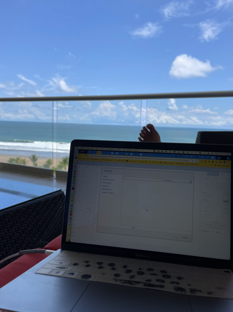 Remote Working Around the World: Seibert Media transcends borders - Christine putting her feet up while working in Costa Rica