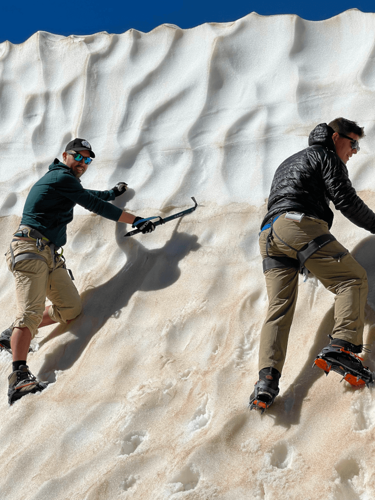 Seibert Media Alps hike - hikers climbing up a glacier