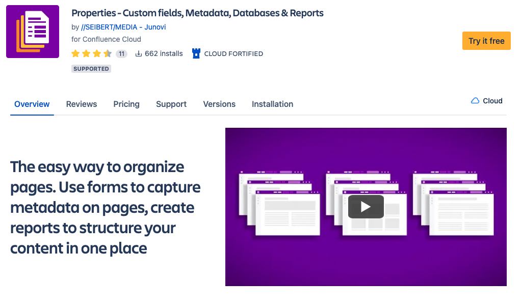Build A Space for Your Meeting Notes in Confluence Cloud - properties in atlassian marketplace