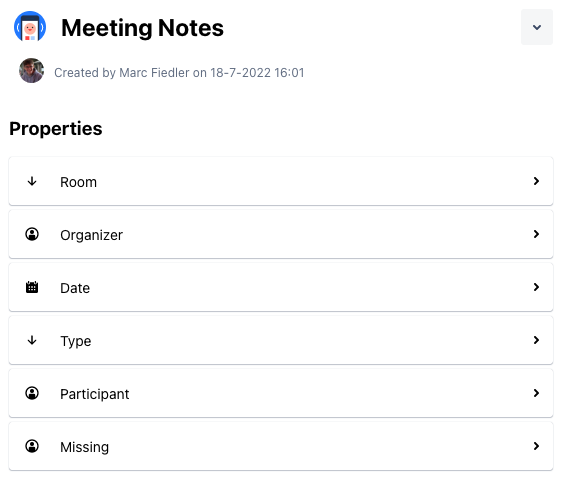 Build A Space for Your Meeting Notes in Confluence Cloud - meeting notes property group example