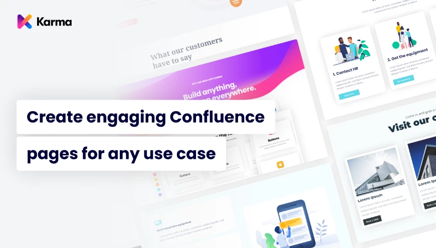 Build Beautiful Confluence Pages With Just a Few Clicks - top banner reading "create engaging Confluence pages for any use case"