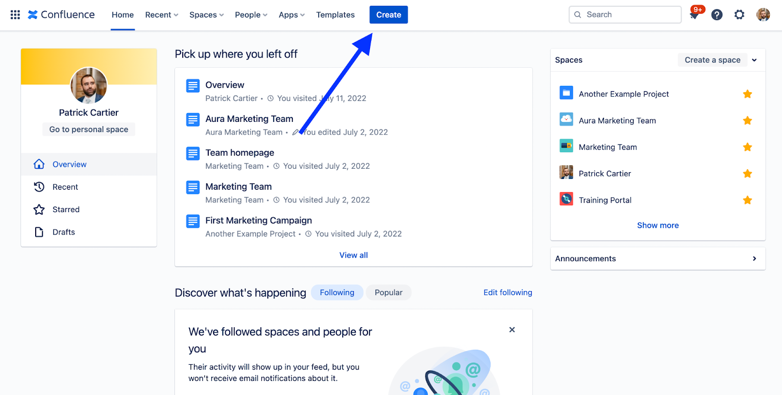 How teams design beautiful Confluence pages to share their projects and ideas - create button in confluence