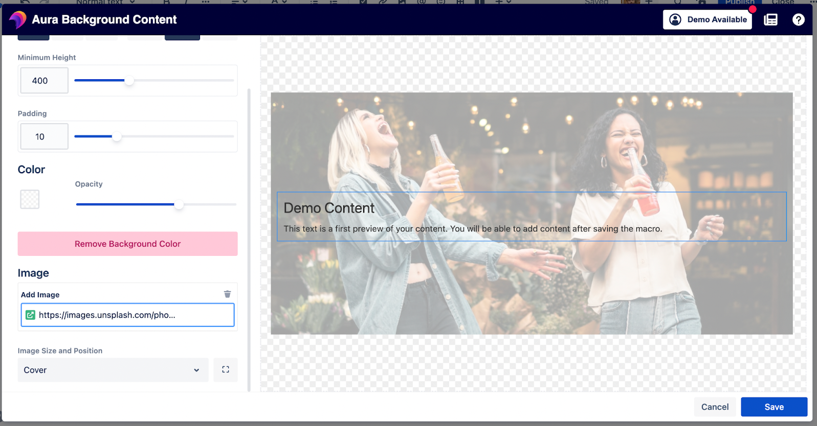 The Best Way to Share Content in Confluence Cloud - Aura Background macro setup
