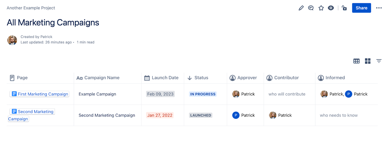 New Properties features at the end of 2022 - Property Group Report page with different items that have different statuses with different colors and in uppercase