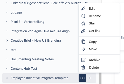 Motivate Your Employees and Organize Your Sales Incentive Program - image showing how to click the ellipsis in the page tree next to the page name to display a menu that contains the Copy option