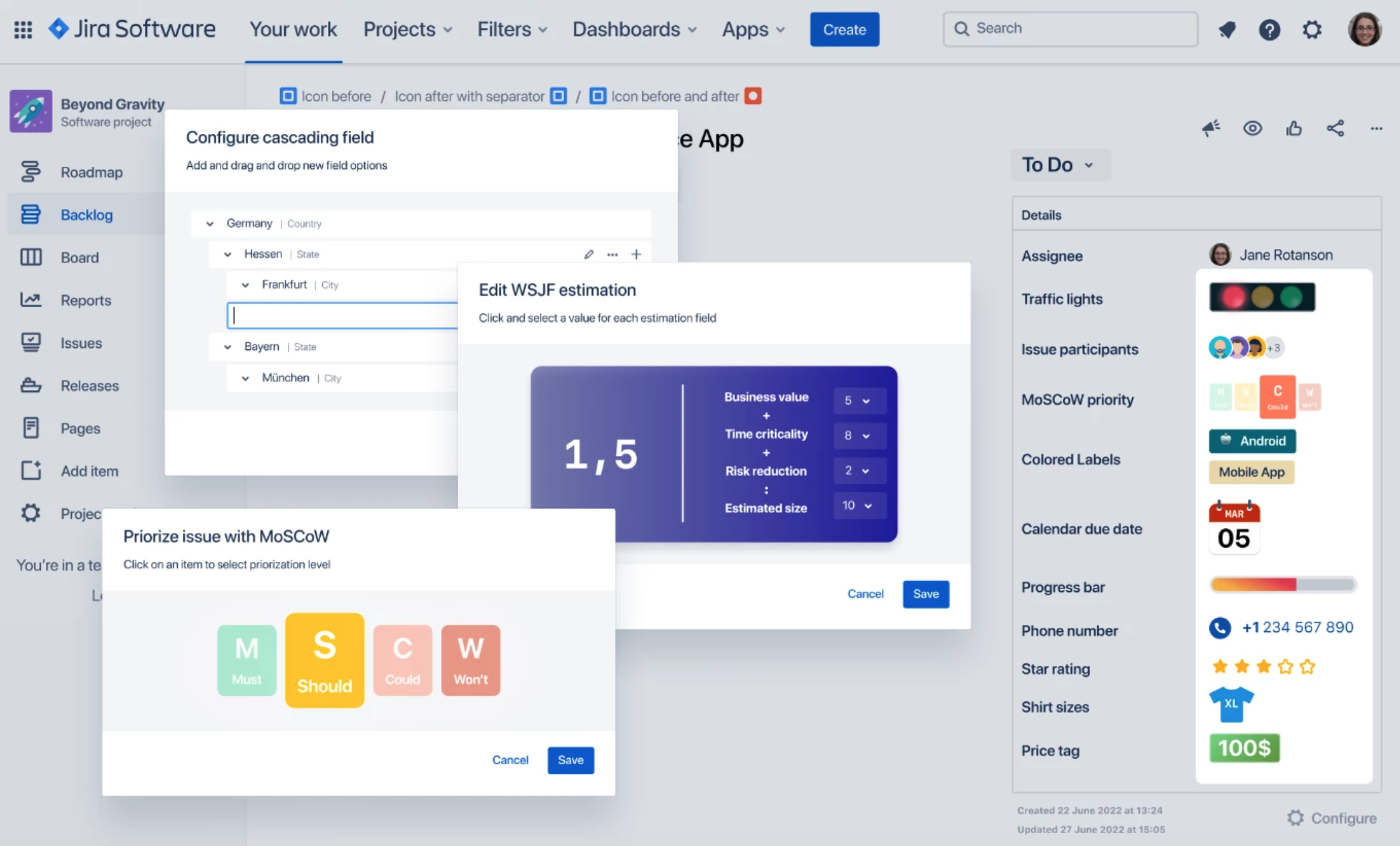 Awesome Custom Fields: An important Jira feature has become more accessible and understandable - collage of different use cases