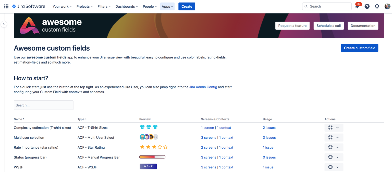 Awesome Custom Fields: An important Jira feature has become more accessible and understandable - app dashboard