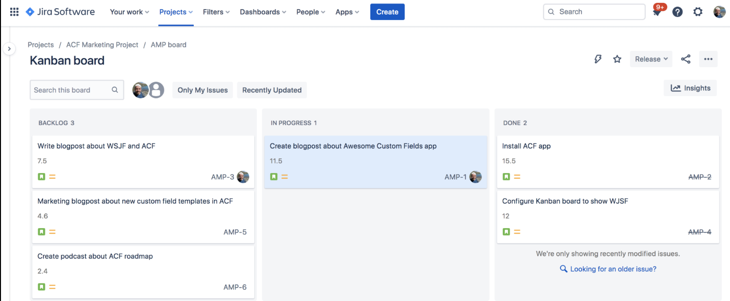 The Wsjf Method for Prioritizing Work - and Integrating It in Jira with Awesome Custom Fields - WSJF values visible in Jira Kanban Board