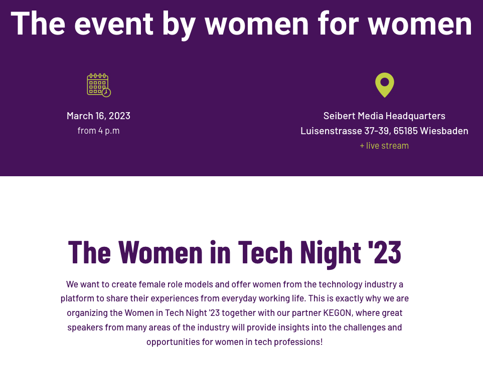 Women in Tech Night 2023 – Samia Rabah - My Transition from Software Developer to Cloud Engineer - image with info about this year's Women in Tech Night back in March