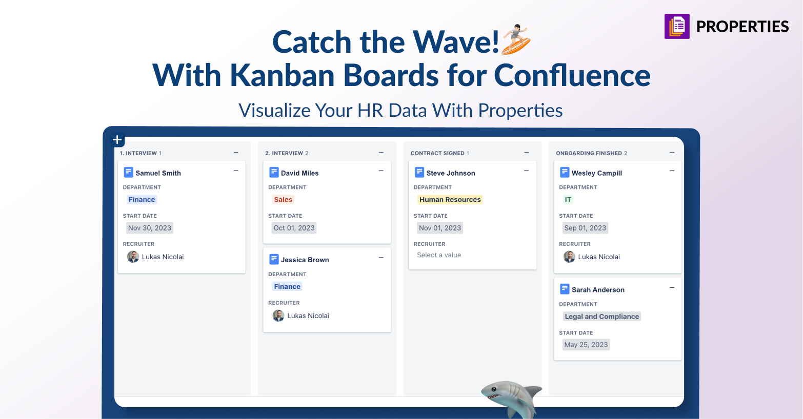 Properties to the (HR) Rescue - Saving Workflows From The Brink of Chaos - social media image showing kanban boards in properties app