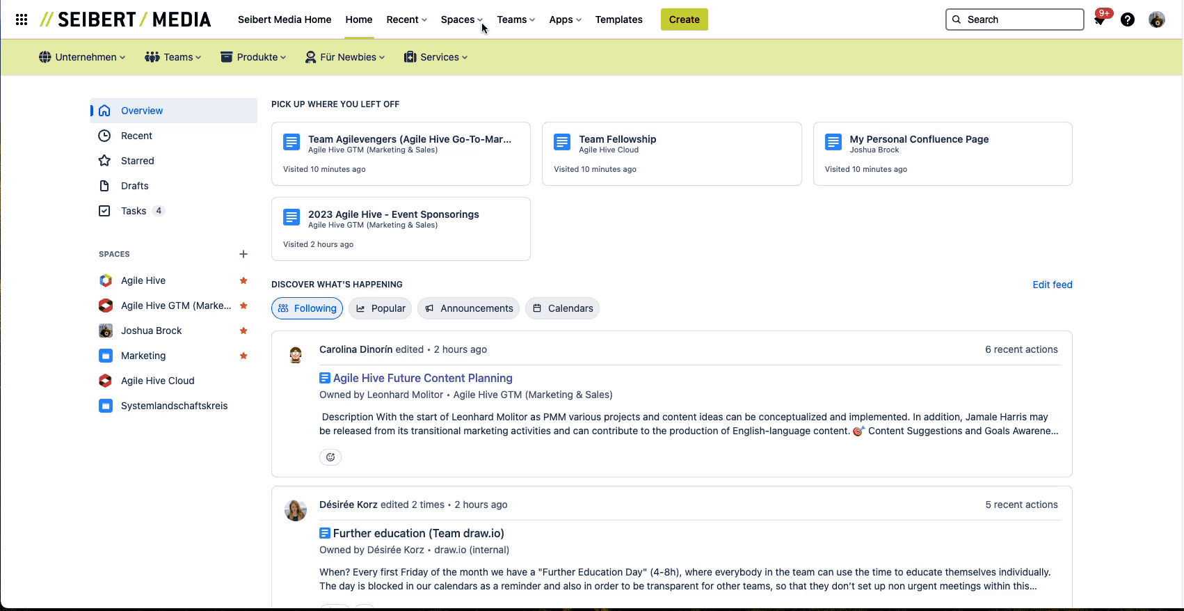 The Why of Organizing Your Confluence Spaces - animated gif showing how to create a Space in Confluence