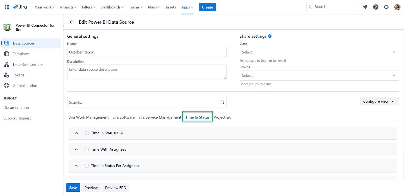 Analyzing and Exporting Data from Jira Apps made Easy - Time in Status options