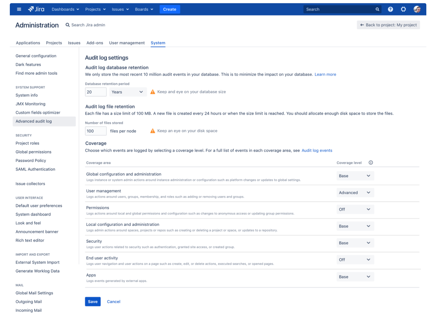 Atlassian Jira Audit Log