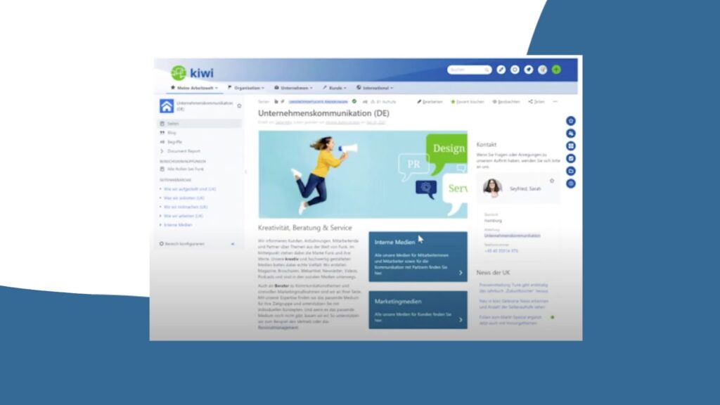 Ein Screenshot der Benutzeroberfläche vom Social Intranet der Funk Gruppe GmbH