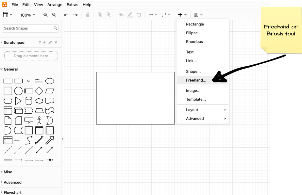Ein Screenshot des Diagram-Editors von draw.io