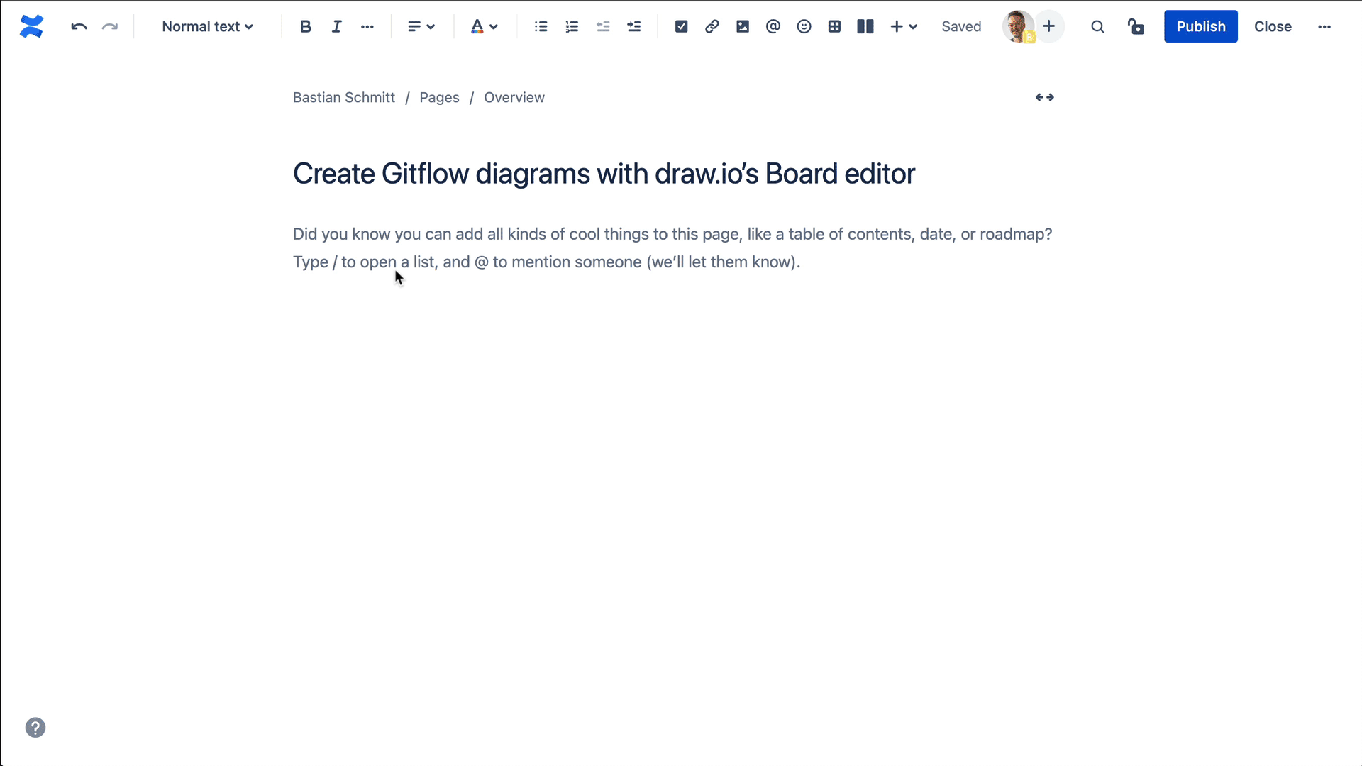 Eine Vorlage für ein Gitflow-Diagramm in draw.io nutzen