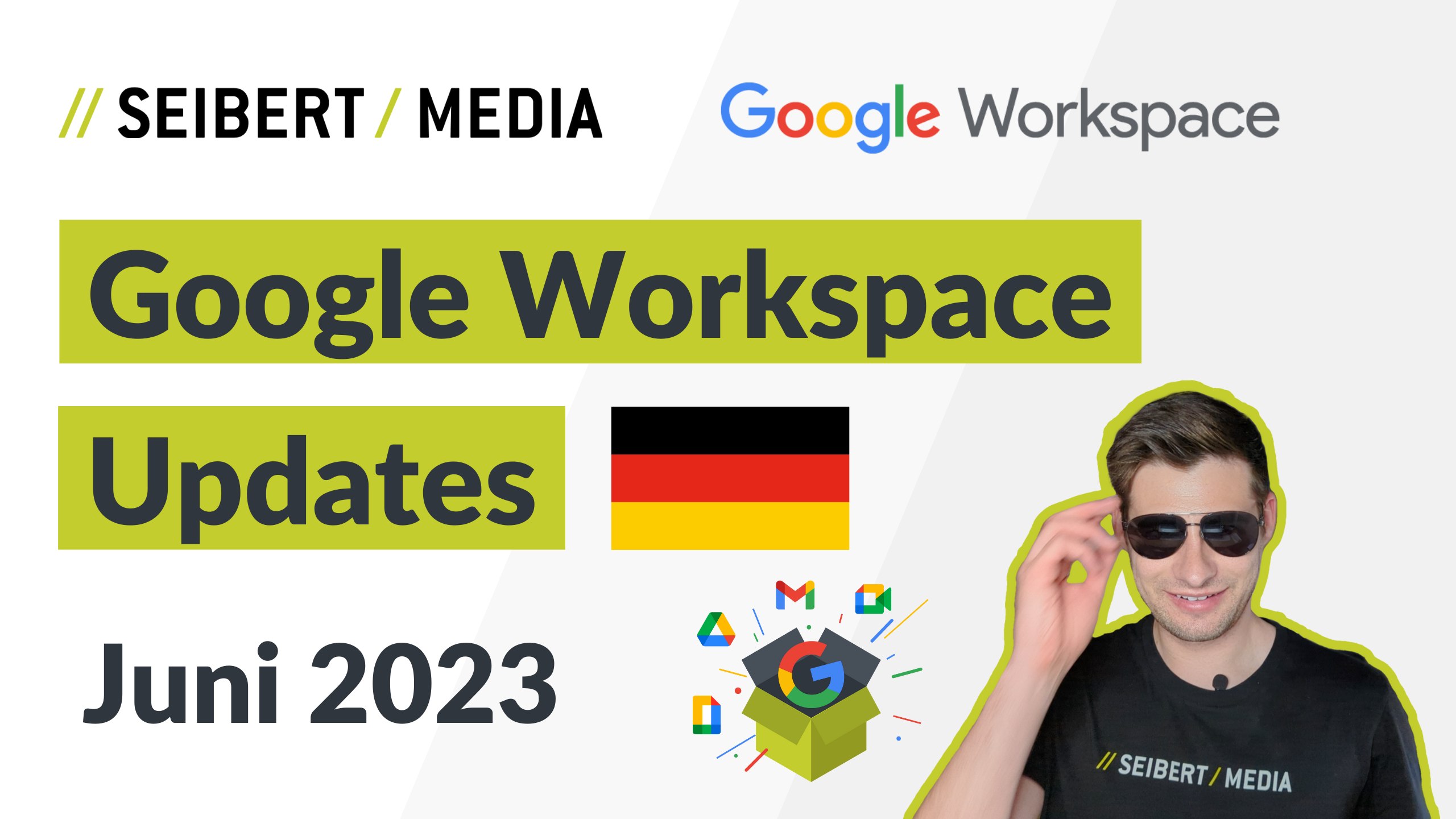 Überschrift Google Workspace Updates Juni 2023 präsentiert von Max Boos