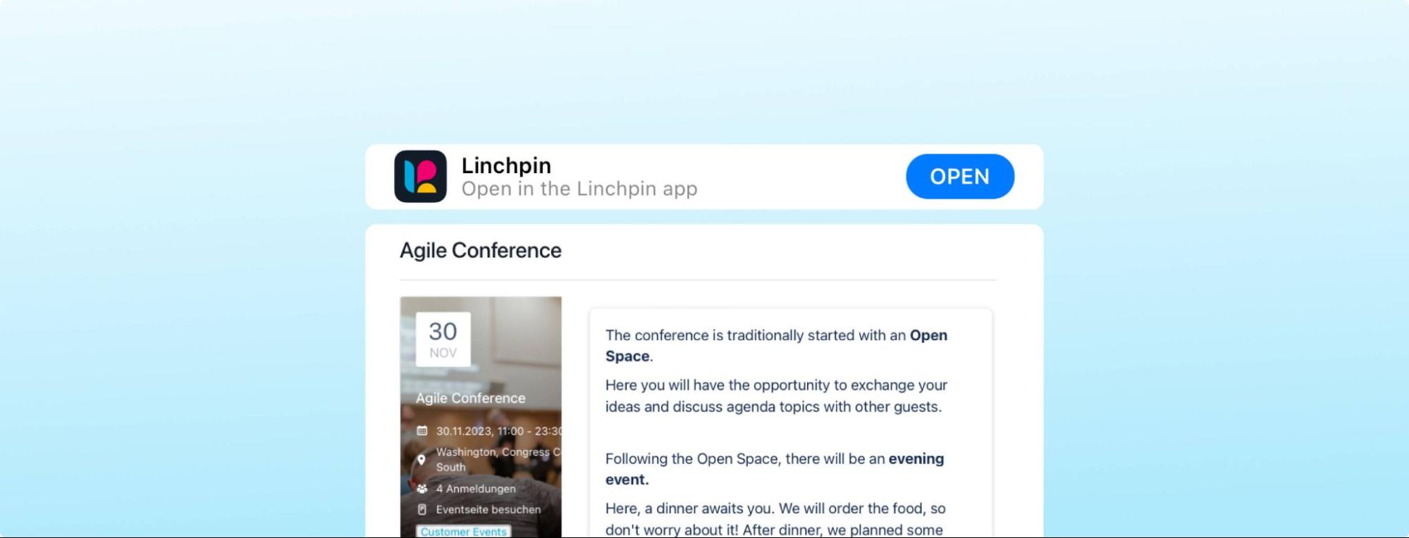 Abb. 2 Linchpin Intranet Update - Links mobil direkt in der App öffnen, mobiles Intranet